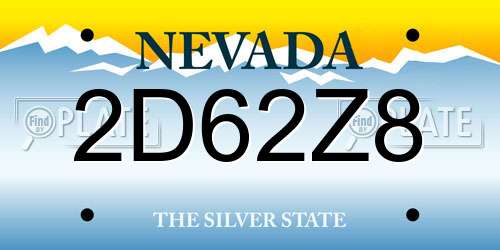 2D62Z8 Nevada License Plate