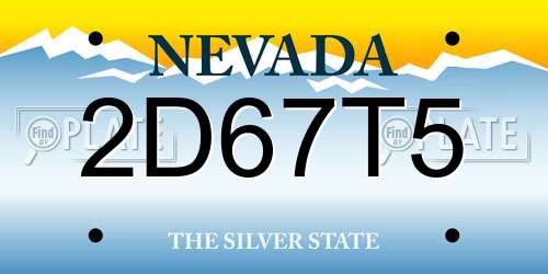 2D67T5 Nevada License Plate