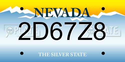 2D67Z8 Nevada License Plate