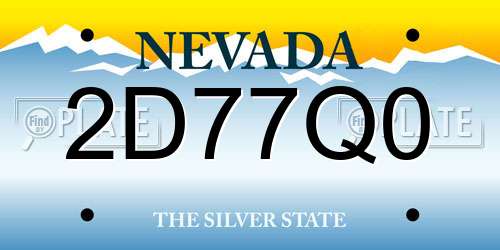 2D77Q0 Nevada License Plate