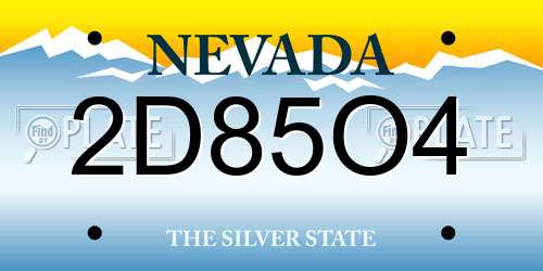 2D85O4 Nevada License Plate