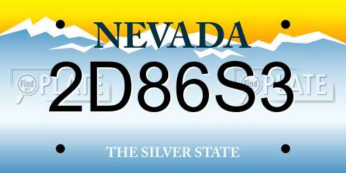 2D86S3 Nevada License Plate