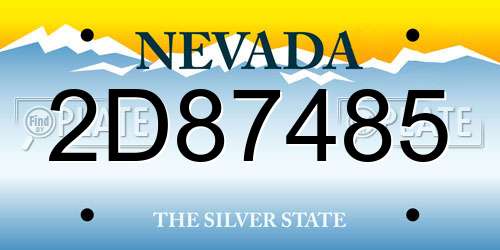 2D87485 Nevada License Plate