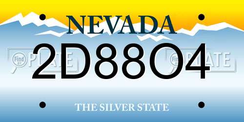2D88O4 Nevada License Plate
