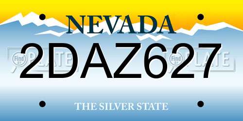 2DAZ627 Nevada License Plate