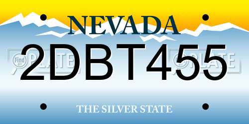 2DBT455 Nevada License Plate