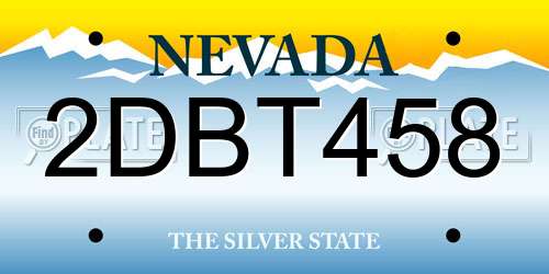2DBT458 Nevada License Plate