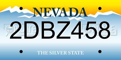 2DBZ458 Nevada License Plate