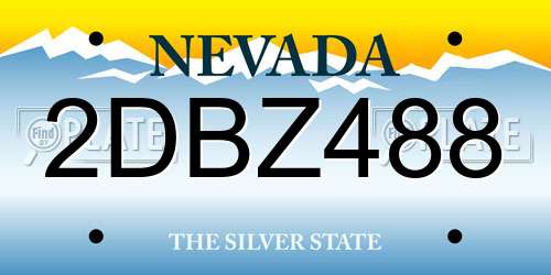 2DBZ488 Nevada License Plate