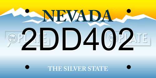 2DD402 Nevada License Plate