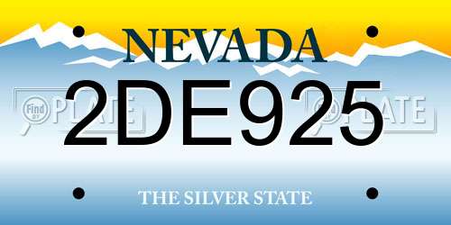 2DE925 Nevada License Plate