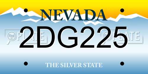 2DG225 Nevada License Plate