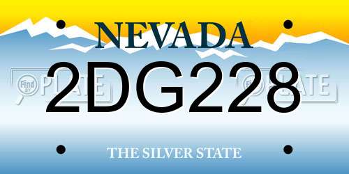2DG228 Nevada License Plate
