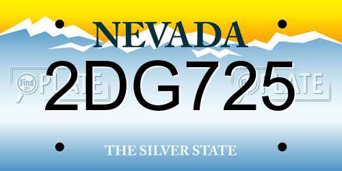 2DG725 Nevada License Plate
