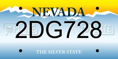 2DG728 Nevada License Plate