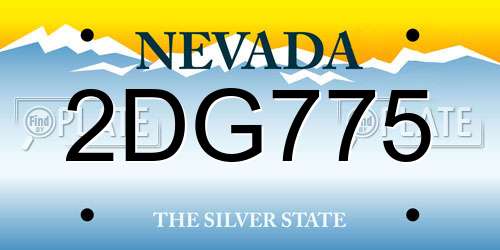 2DG775 Nevada License Plate