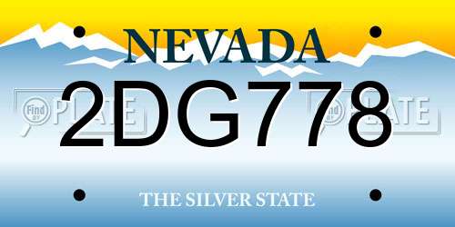 2DG778 Nevada License Plate