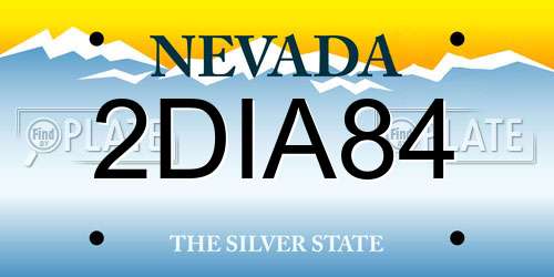 2DIA84 Nevada License Plate