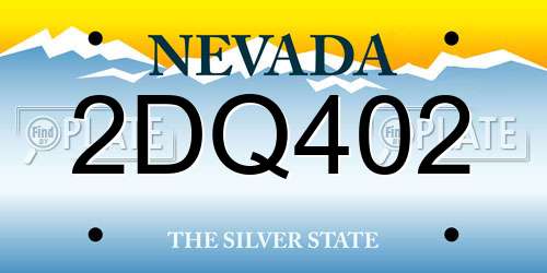 2DQ402 Nevada License Plate