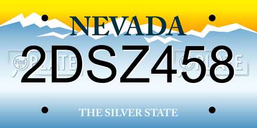 2DSZ458 Nevada License Plate