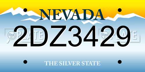 2DZ3429 Nevada License Plate