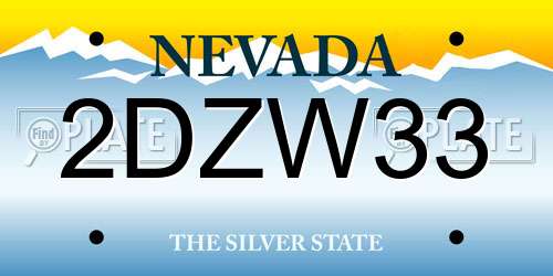 2DZW33 Nevada License Plate