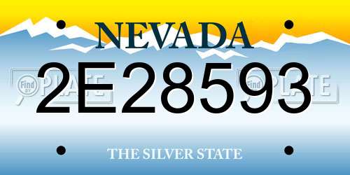 2E28593 Nevada License Plate