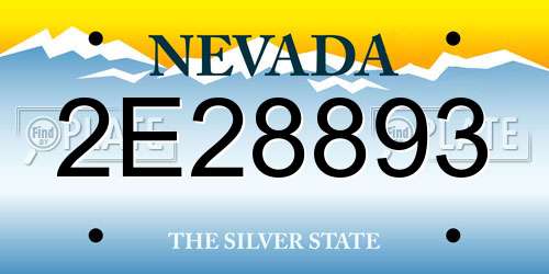 2E28893 Nevada License Plate