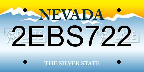 2EBS722 Nevada License Plate