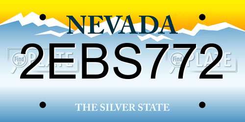 2EBS772 Nevada License Plate