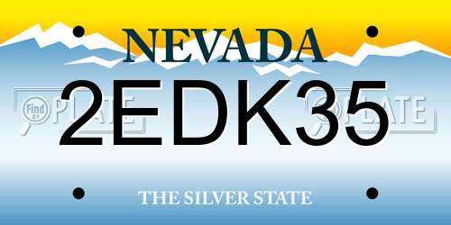 2EDK35 Nevada License Plate