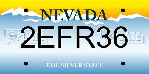2EFR36 Nevada License Plate
