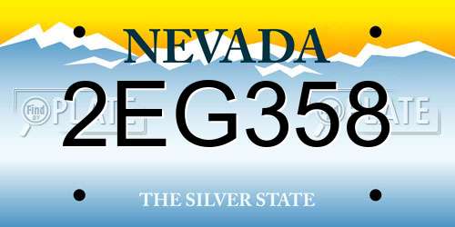2EG358 Nevada License Plate