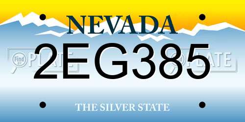 2EG385 Nevada License Plate