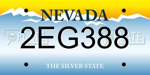 2EG388 Nevada License Plate