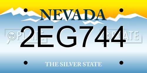 2EG744 Nevada License Plate
