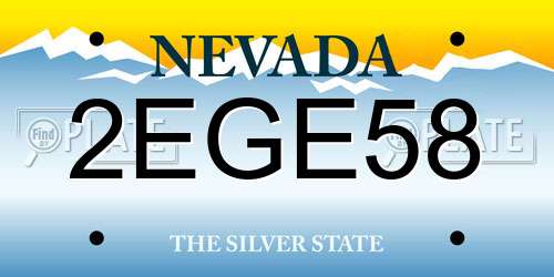 2EGE58 Nevada License Plate