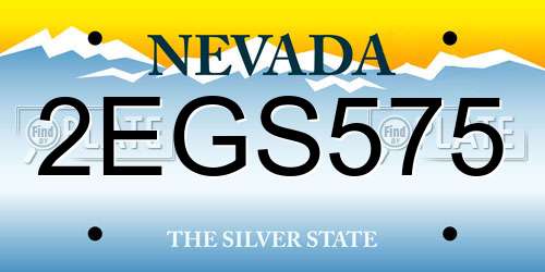 2EGS575 Nevada License Plate