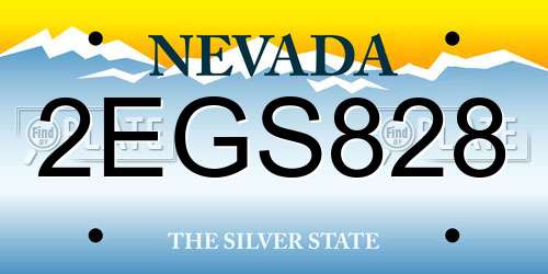 2EGS828 Nevada License Plate