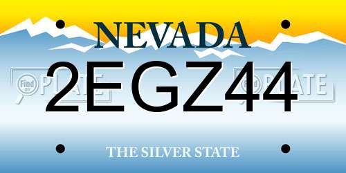 2EGZ44 Nevada License Plate