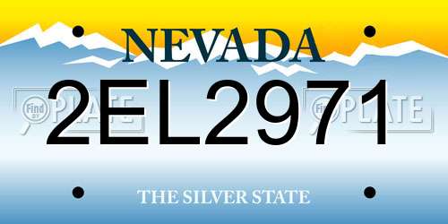 2EL2971 Nevada License Plate