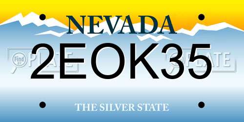 2EOK35 Nevada License Plate