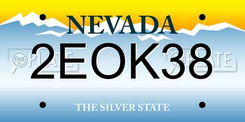 2EOK38 Nevada License Plate