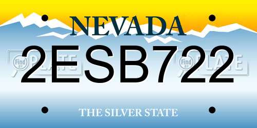 2ESB722 Nevada License Plate
