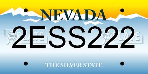 2ESS222 Nevada License Plate
