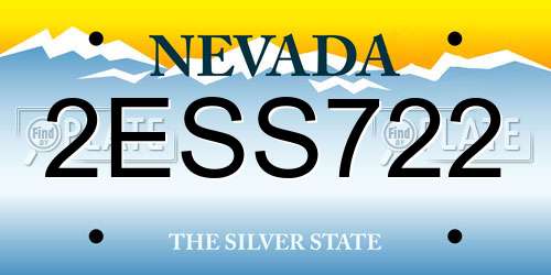 2ESS722 Nevada License Plate