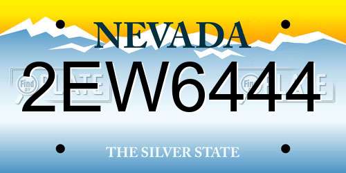 2EW6444 Nevada License Plate