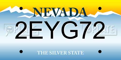 2EYG72 Nevada License Plate