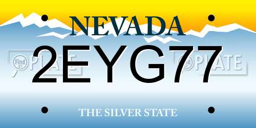 2EYG77 Nevada License Plate