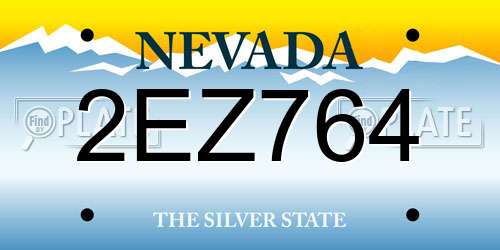 2EZ764 Nevada License Plate
